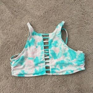 Hollister high neck lace-up tie-dye Swim Top